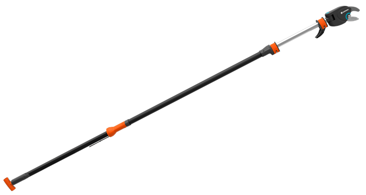 MAT - Accessoire Matériel - MAT006 - GARDENA - Coupe-branches télescopique StarCut 410 Plus. Longueur : 2,30 m - 4,10 m. Coupe : env. 32 mm. Tête de coupe fermée, transmission en acier et bande de traction interne.Avec crochet ajustable pour r