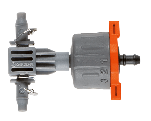 MAT - Accessoire Matériel - MAT006 - GARDENA - Goutteur en ligne réglable et régulateur de pression. Débit réglable de 1 à 8l/h. Régulateur de pression : débit constant indépendamment de la pression. Connexion "Quick & Easy"